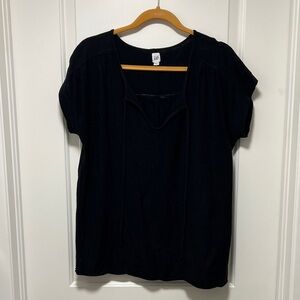 GAP Black Short-Sleeve Peasant Blouse